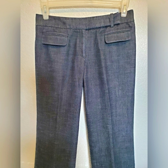 Etcetera Dark Chambray Wide Leg Boot Cut Long Trouser Pants Size 8 - Picture 2 of 8